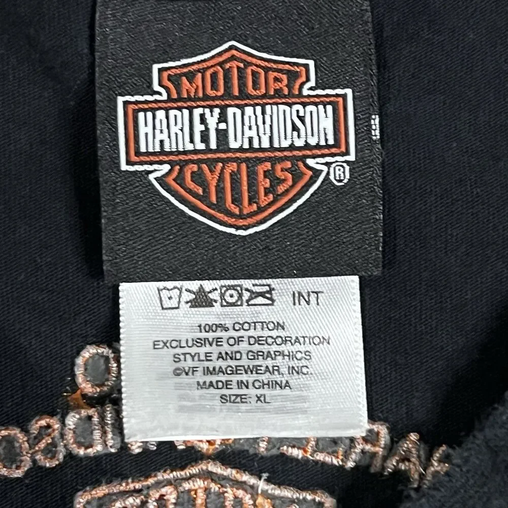 Harley-Davidson Henley Shop Shirt Mens Sz XL Mankato MN Stripe Badge Biker